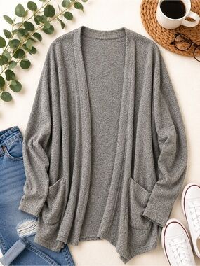 ZYIA Open-Front Knit Boyfriend Cardigan - Green